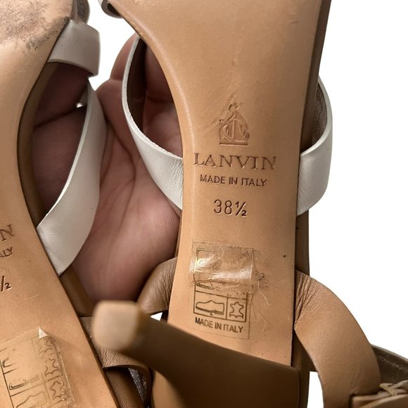Lanvin White Gold Strappy Leather Sandal Heels Size 7.5 - Picture 6 of 8
